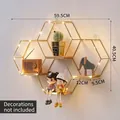 Mensola da parete esagonale in ferro dorato con ripiani in legno stile nordico - Oro 4-Esagono Irregolare Con Luce LED da 2m