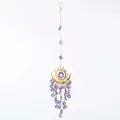 Evil eye sun and moon suncatcher with purple crystal prism and golden metal frame - Crystal Purple / 38cm/84g