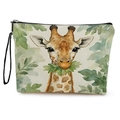 Tragbare Giraffen-Kosmetiktasche mit Aquarell-Design und sicherem Reißverschluss - Aquarell Giraffe Muster 1 (xy-071-1) / Mit Gurt