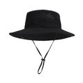 Men's black mesh breathable outdoor sun hat with wide brim and adjustable chin strap - Black (9271)