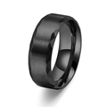 8mm wide black matte titanium steel ring for men with faceted edges and brushed finish - US 6 / Black