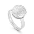 Minimalist stainless steel flower ring with hollow camellia design and silver finish - US 6 / Steel