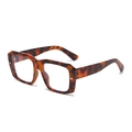 Fashionable square tortoise shell sunglasses with retro rivet details and thick frames - Leopard Frame Anti-Blue Light
