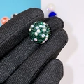 Sparkling dark green clay bead with colorful rhinestones for DIY jewelry making - 16mm AB Dark Green Round Bead