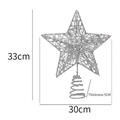 Silver star Christmas tree topper with glitter finish and 33x30cm size specifications - 30cm / Silver