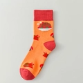 Festive Thanksgiving crew socks featuring bright orange color and turkey patterns - 06 Thanksgiving-Orange Roasted Turkey