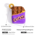 Waterproof purple chocolate bar pendant in stainless steel with 18k gold plating - Purple Chocolate Pendant PJ93222D