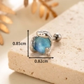 Snake style silver cartilage earring with blue moonstone and screw back on stone background - Blue (A159-7#)