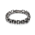 Herren Vintage Gliederarmband aus antikem Edelstahl in quadratischem Design auf weißem Grund - 11mm Breit 21cm Lang Retro Quadratisches Gliederstil (KB122134-BDJX)