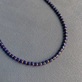 Necklace featuring deep blue cylindrical stones and gold metal beads for layering - 21#