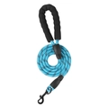 Reflective bright blue dog leash with thick black foam handle and metal lobster clasp - Reflective 1.5M Rope Blue / S (3-6kg)