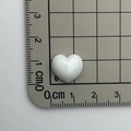 White heart resin charm for jewelry making with 1.2cm width on measurement mat - White Glossy Small Heart