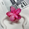 Pink marble texture flower hair claw clip with 11cm geometric acetate finish - 8cm Flower Shape-Gradient Pink