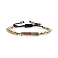 Verstellbares Goldperlenarmband mit bunten Regenbogen-Zirkonia im minimalistischen Stil - Gold