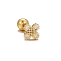 Goldener Kreuz-Ohrstecker mit weißen Zirkonia-Steinen und Kugel-Schraubverschluss - EGD0794 Gold (Kleeblatt/Kreuz)