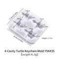 4-cavity turtle silicone mold for DIY keychain and pendant making with size dimensions - 4-Cavity Turtle Series Mold YSK#35