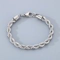 Bracelet chaîne torsadée en acier inoxydable argenté avec fermoir mousqueton robuste - Largeur 6mm/Longueur 18cm / Couleur Acier