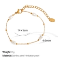 Golden stainless steel chain bracelet with irregular baroque white pearls and adjustable clasp - White Pearl Gold Bracelet (SL93)