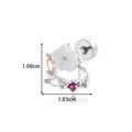 Floral zircon screw-back stud earring with pink and clear crystals, 1.08cm height - White Flower Zirconia Set (940-7# Silver)