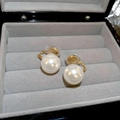 Elegant French style gold U-shaped ear clips with large round white pearls and soft pads - Diameter 12mm / Gold Base White Pearl (12mm)