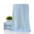 Light blue cotton towel set featuring ocean fish patterns for bathroom use - Cotton Fish Blue (Towel)