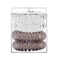 4er-Set elastische Telefonkabel-Haargummis in Transparent und Taupe in der Box - Transparentes Grau 4er Set
