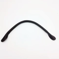 Detail of a thick black leather handbag strap featuring durable stitching and pre-drilled holes - Black