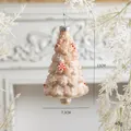 Champagne gold Christmas tree glass ornament with white beads and red dot patterns - Pink Christmas Tree Glass Pendant with Beads