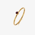 Polished gold-plated stainless steel thin ring with deep red birthstone inlay - US 6 / February Violet