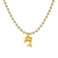 Golden dolphin pendant necklace with beaded chain on white background for ocean style - Yellow