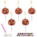 DIY Halloween pumpkin diamond painting keychain set with 5 unique Jack-o'-lantern designs - Pumpkin Emoji Style
