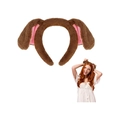 Braunes Plüsch-Hundeohren-Stirnband mit rosa Innenfutter für Party-Cosplay-Kostüm - Braunes Stirnband