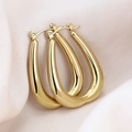 Minimalist gold-plated teardrop earrings with a high-polished metallic finish - Smooth O-Shape / Gold