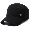 Herren Winter-Baseballkappe aus schwarzem Twill-Stoff mit Ohrenklappen und Sport-Logo - S Logo Schwarz / Schwarz