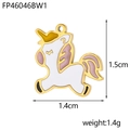 Cute unicorn enamel charm in gold and pink for DIY jewelry making necklaces and bracelets - Side Unicorn FP46046BW1