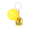 Gele pickleball racket sleutelhanger van zinklegering met bijpassende gele mini bal - 3D Bal Stijl A / Geel
