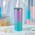 Gobelet à sublimation 20oz avec dégradé pailleté violet et bleu-vert et couvercle - 20oz / Paillettes - Dégradé Violet Bleu