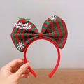 Cerchietto natalizio a strisce glitter rosse e verdi con scritta Merry Christmas - 4-Fiocco a Righe Rosse e Verdi