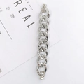 Zilveren grove kettingarmband met strassteentjes voor pols of telefoonkoord - Met Diamanten Bezette Armband / Zilver