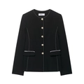 Completo blazer e gonna pantalone nero da donna con finiture bianche e bottoni d'oro - XS / Outerwear