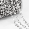 Catena in acciaio inossidabile con cuori traforati argento e incisione per gioielli - Acciaio-Cuore / 1 Metro/Confezione
