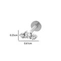 F136 Titan Silber Labret Stecker mit drei funkelnden Zirkonia Steinen 0,25x0,61cm Größe - Drei-Zirkon-Leiste (4# Silber)