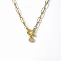 Gold plated paperclip link necklace featuring a sparkling zircon O-letter pendant - Letter O