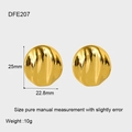 Dettaglio orecchini dorati ondulati 25mm con specifiche precise su dimensioni e peso - Oro (DFE207)