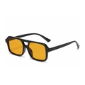 Retro double bridge sunglasses with bold black frame and bright orange lenses - Black Frame Orange Tea Lens C8