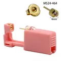Pink disposable ear piercer kit with 4mm 316L medical steel gold zircon stud - 4mm Gold Heart with Clear Zircon (MS24-464)
