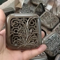 Miniature vintage bronze alloy incense burner featuring an elegant orchid hollow pattern - Square Orchid