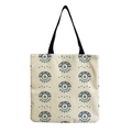 Detail of canvas shopping bag with evil eye print pattern and black shoulder straps - Colorful Fashion Eyes (hm2704)