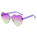 Heart shaped rimless sunglasses with purple green gradient lens and transparent frame - Two-tone C28