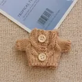 Brown cable knit mini cardigan for plush dolls featuring two vintage wooden buttons - Light Brown (Button) Sweater